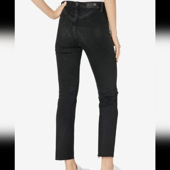 Adriano Goldschmied Womens Isabelle X Black  Denim Jean Sz 27 Straight Raw Crop - Picture 2 of 11